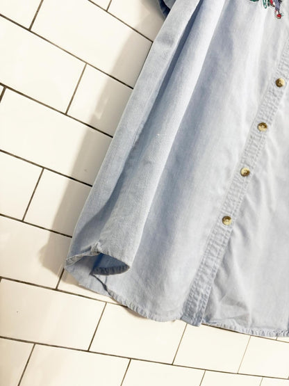 vintage 90s teddy bear gardeners embroidered shirt - good market thrift store