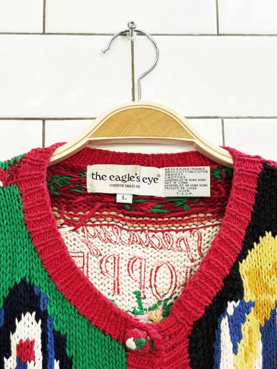 vintage 90s the eagle's eye fashion show chunky knit cardigan - good market thrift store