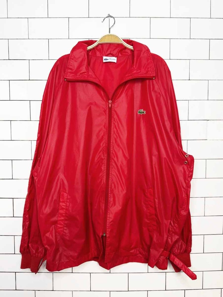 vintage 90s the lacoste club red nylon windbreaker jacket - good market thrift store