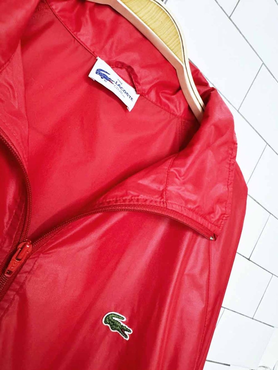 vintage 90s the lacoste club red nylon windbreaker jacket - good market thrift store