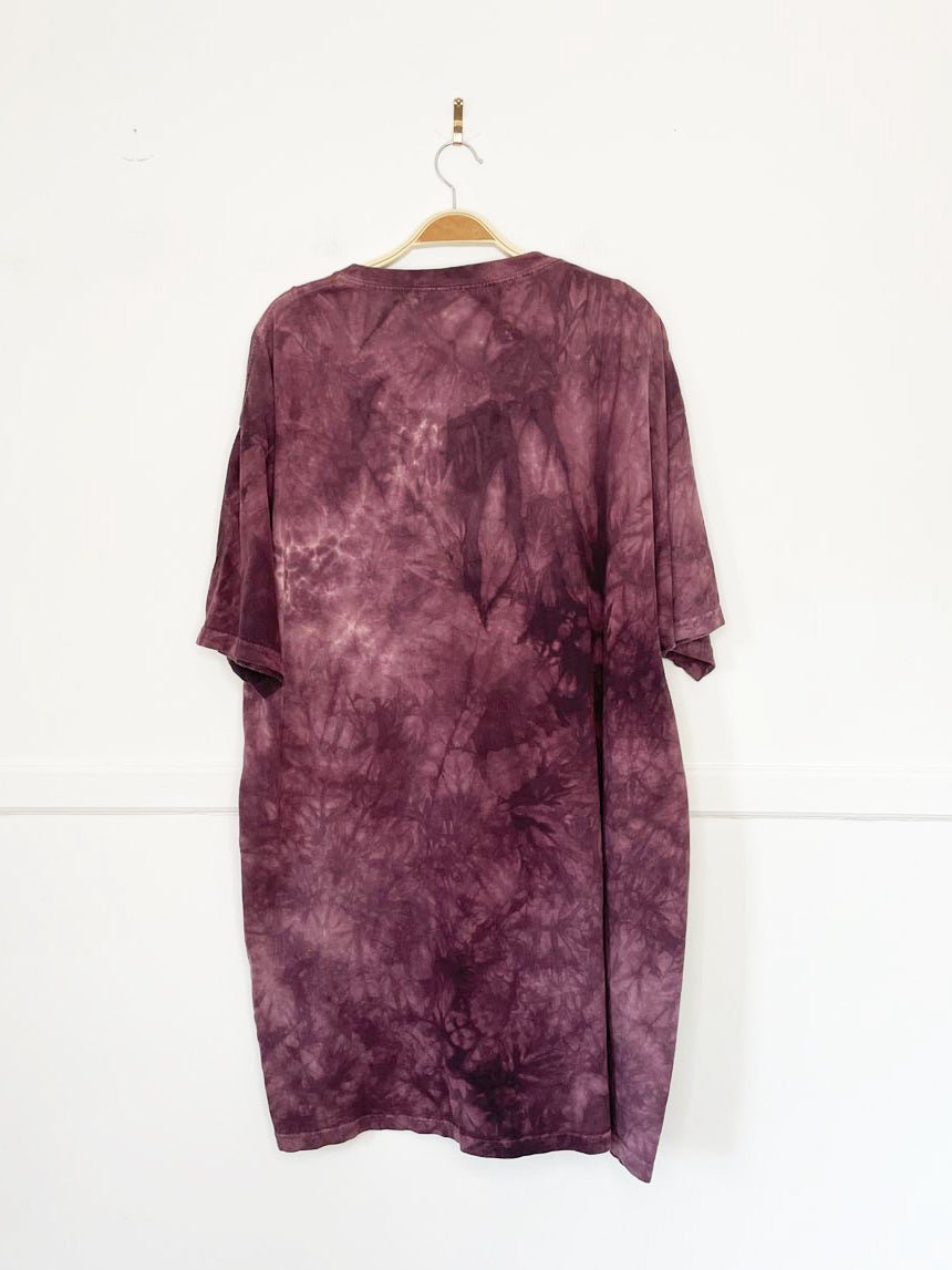 vintage 90s the mountain tie dye wolf print oversized t-shirt dress | made in usa - good market thrift store