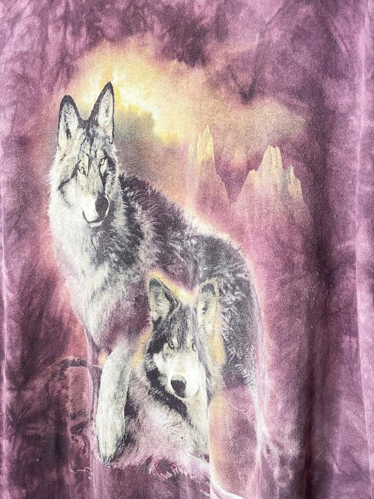 vintage 90s the mountain tie dye wolf print oversized t-shirt dress | made in usa - good market thrift store