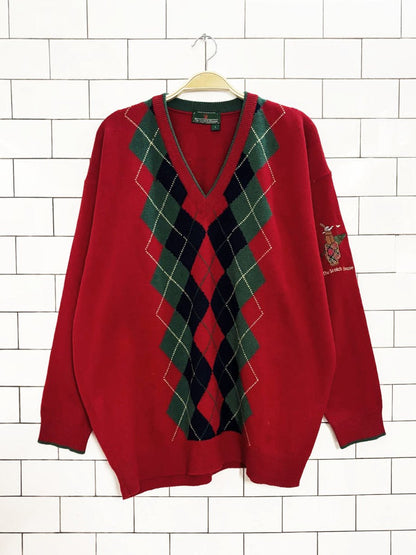 vintage 90s the scotch house 100% lambswool argyle sweater - good market thrift store