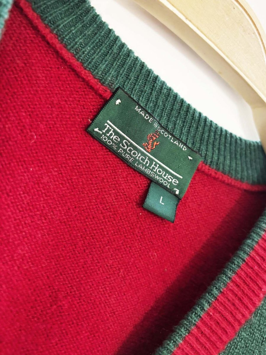 vintage 90s the scotch house 100% lambswool argyle sweater - good market thrift store