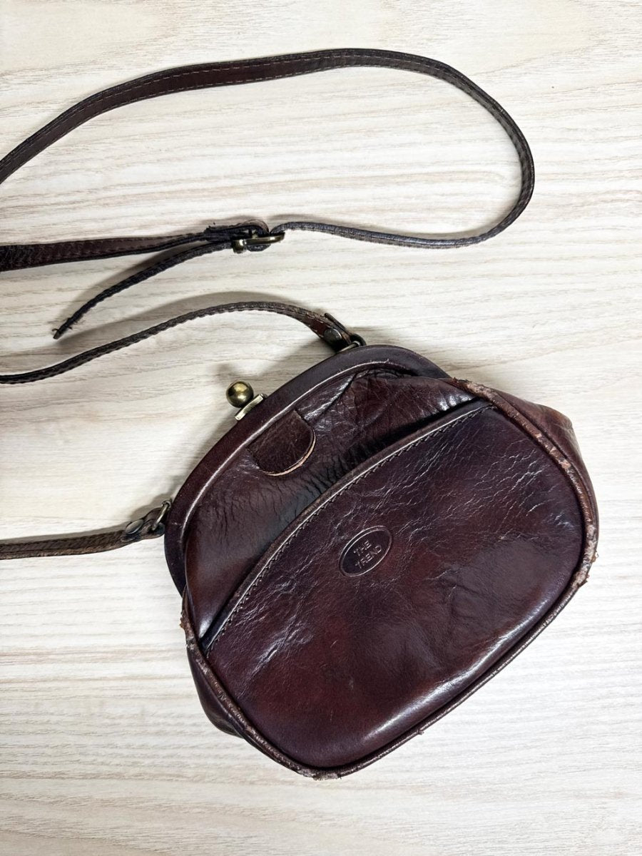 vintage 90s the trench leather satchel crossbody | made in Italy - good market thrift store