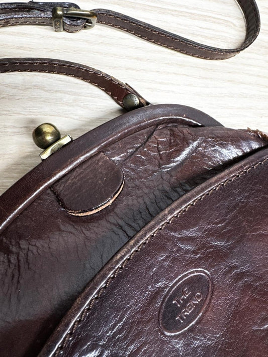 vintage 90s the trench leather satchel crossbody | made in Italy - good market thrift store
