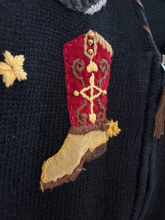 vintage 90s tiara western embroidered knit vest - good market thrift store