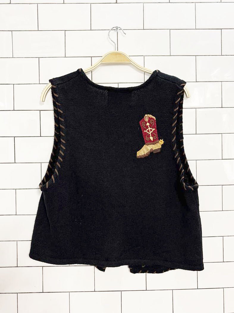 vintage 90s tiara western embroidered knit vest - good market thrift store