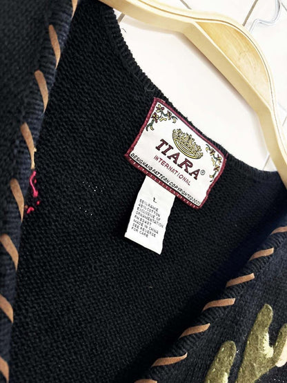 vintage 90s tiara western embroidered knit vest - good market thrift store