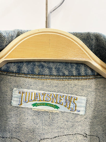 vintage 90s todays news patch denim vest | harley davison | ozzy ozbourne | led zeppelin - good market thrift store