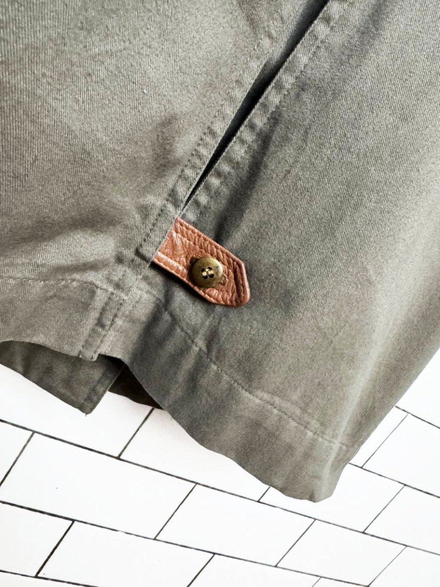 vintage 90s together leather patch belted utility trench coat - good market thrift store