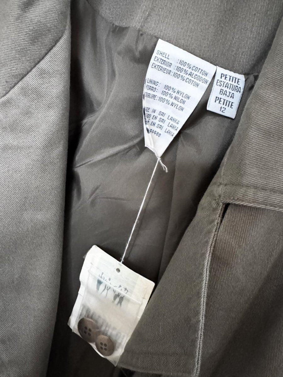 vintage 90s together leather patch belted utility trench coat - good market thrift store