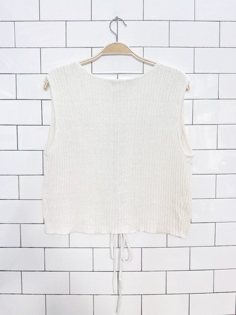 vintage 90s together ramie-blend lace up knit vest top - good market thrift store