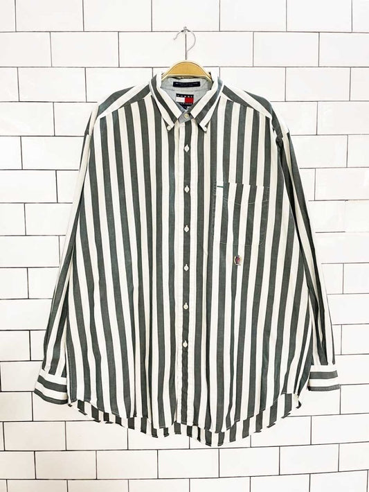 vintage 90s tommy hilfiger crest pocket striped shirt - good market thrift store