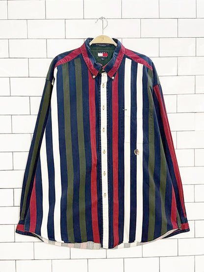 vintage 90s tommy hilfiger crest pocket striped shirt - good market thrift store