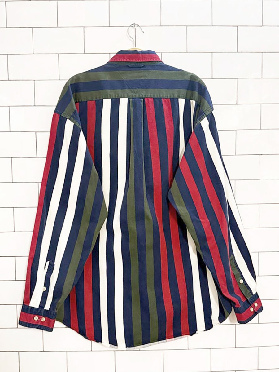 vintage 90s tommy hilfiger crest pocket striped shirt - good market thrift store