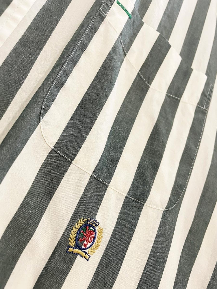 vintage 90s tommy hilfiger crest pocket striped shirt - good market thrift store