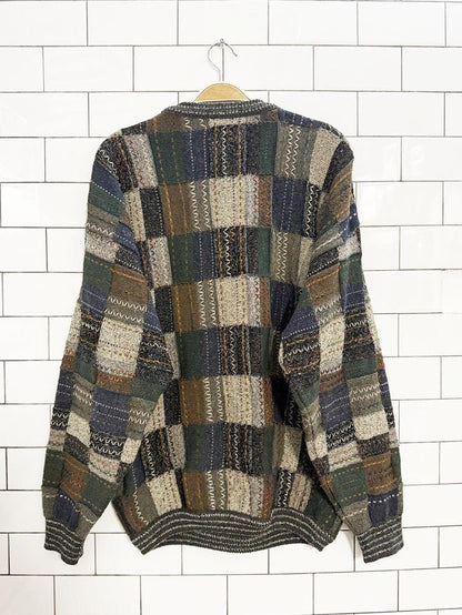 vintage 90s tosani wool - blend 3D knit sweater - good market thrift store