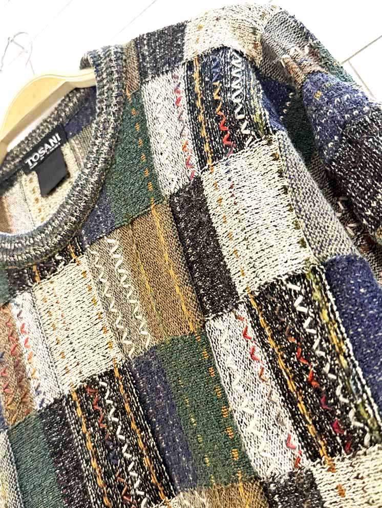 vintage 90s tosani wool - blend 3D knit sweater - good market thrift store