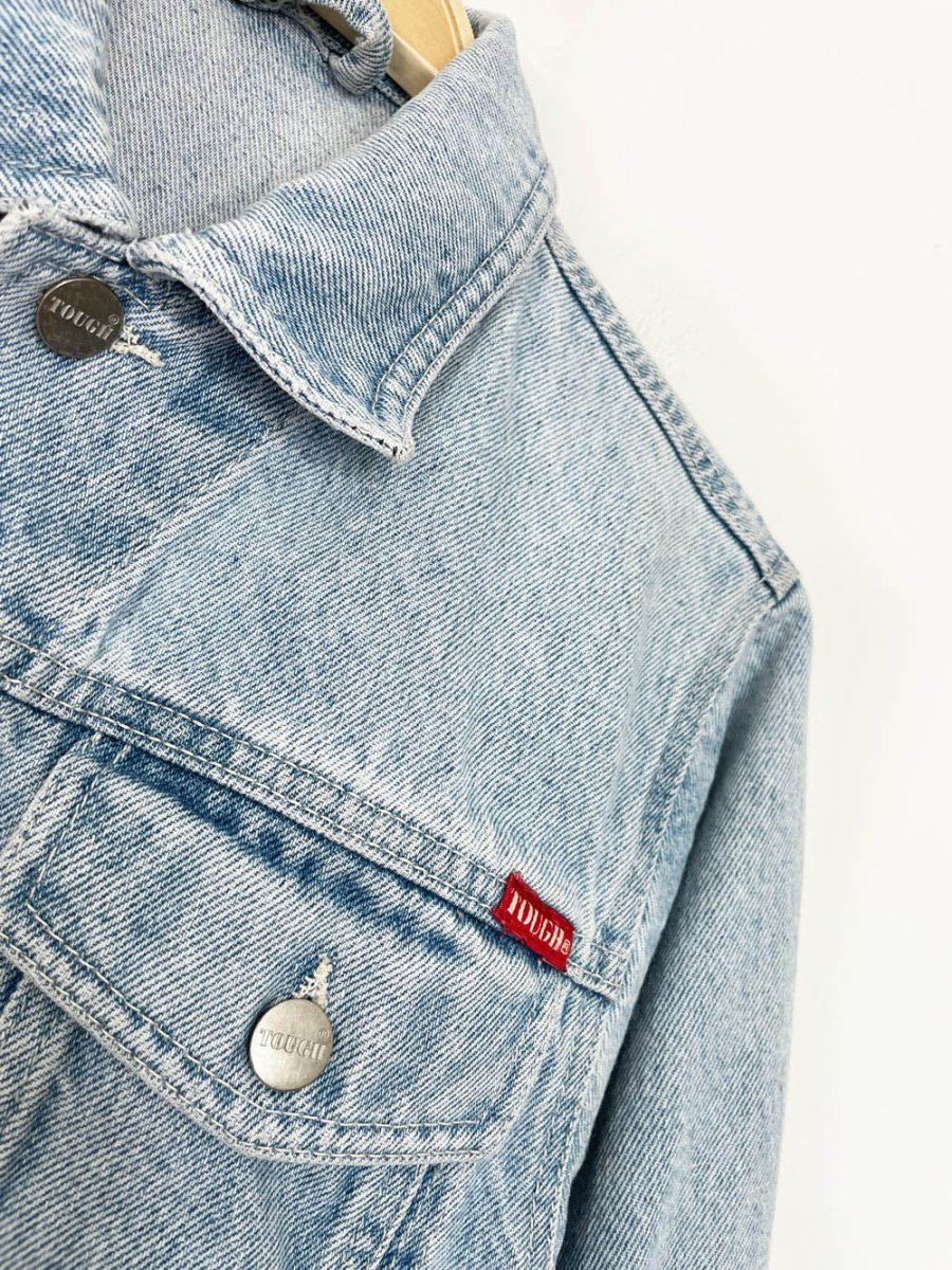 vintage 90s tough denim trucker jacket - good market thrift store