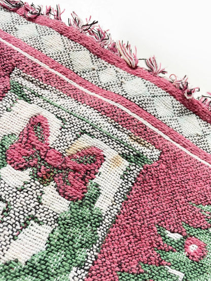 vintage 90s tree + wreaths woven table runner - good market thrift store