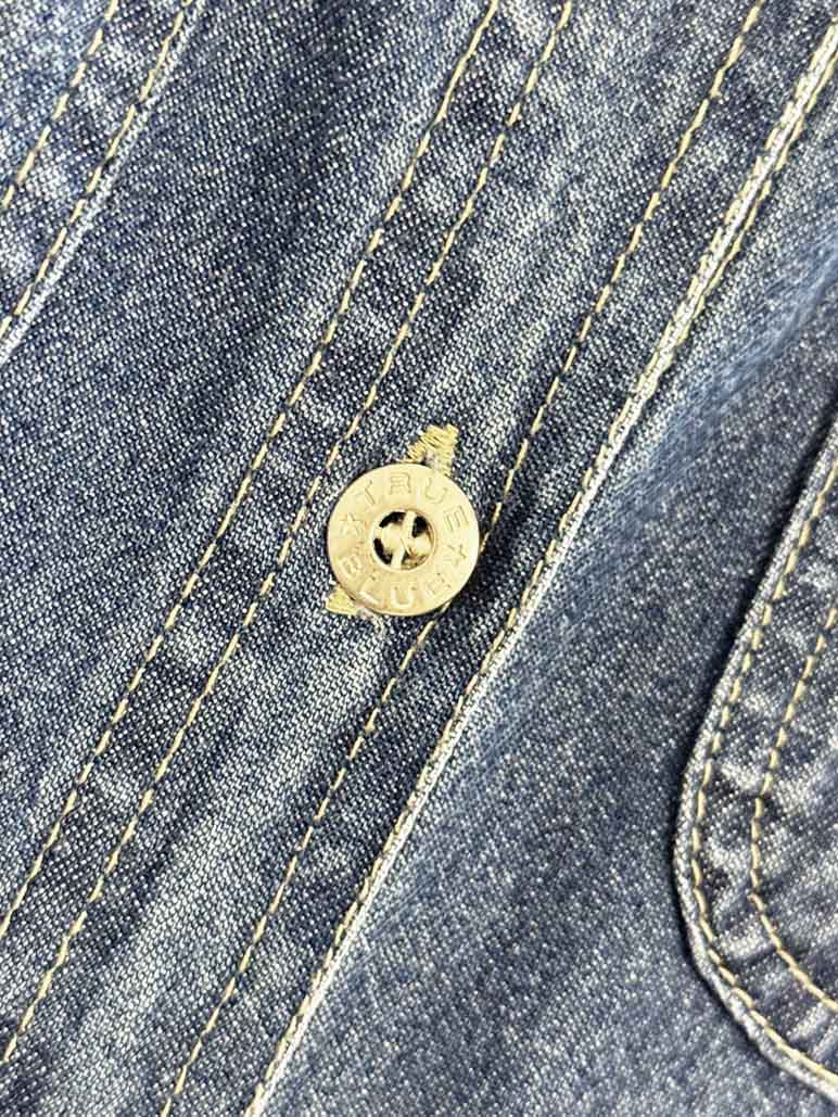 vintage 90s true blue full button denim jumper maxi dress - good market thrift store