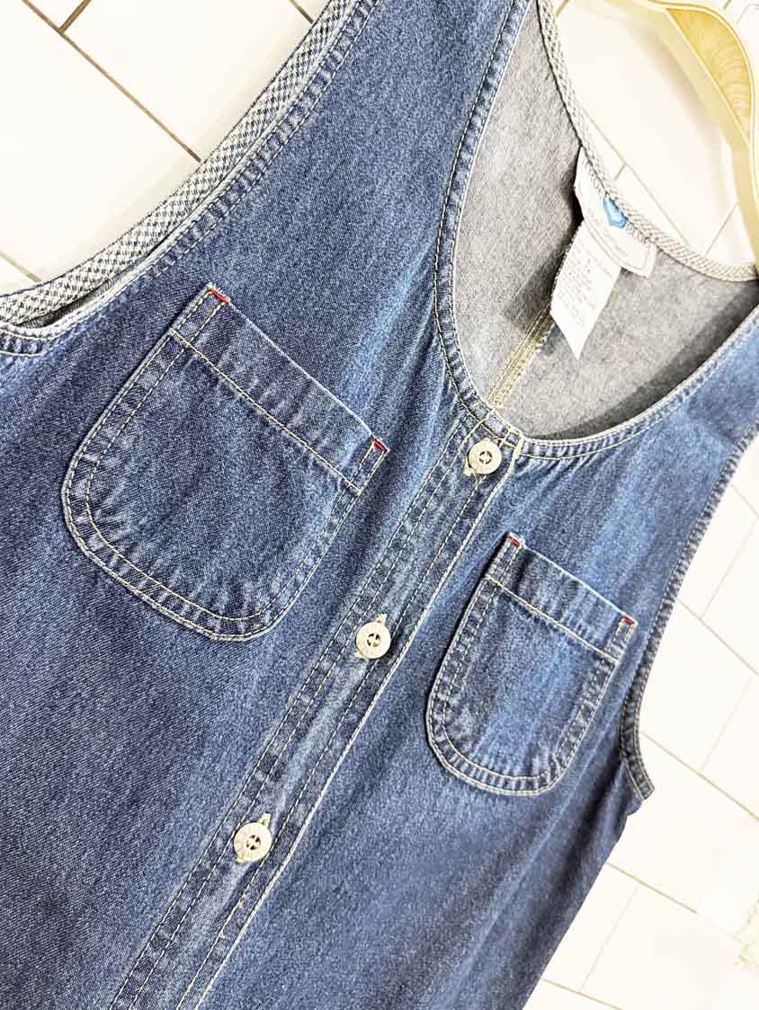 vintage 90s true blue full button denim jumper maxi dress - good market thrift store