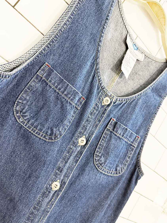 vintage 90s true blue full button denim jumper maxi dress - good market thrift store