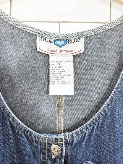 vintage 90s true blue full button denim jumper maxi dress - good market thrift store