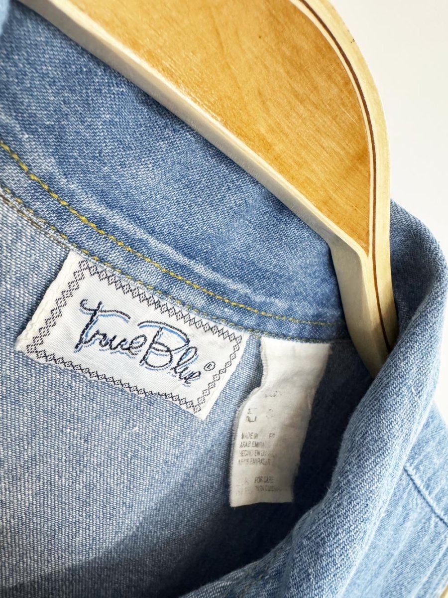 vintage 90s true blue full zip pleated denim mini dress - good market thrift store