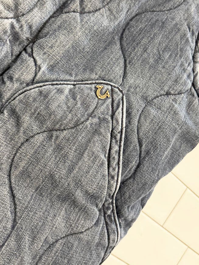 vintage 90s true religion reversible quilted denim vest - good market thrift store