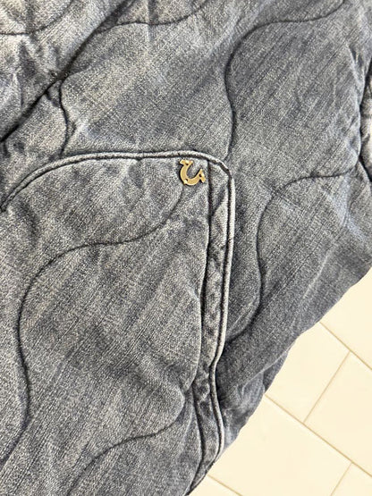 vintage 90s true religion reversible quilted denim vest - good market thrift store