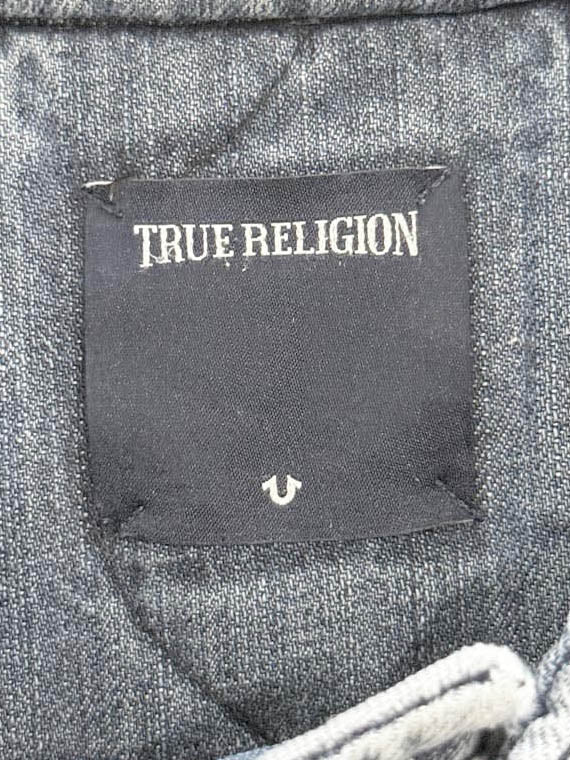 vintage 90s true religion reversible quilted denim vest - good market thrift store