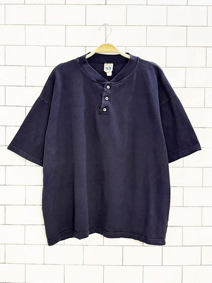 vintage 90s tt&co 1/4 button boxy tee | made in Canada - good market thrift store