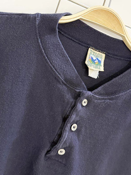 vintage 90s tt&co 1/4 button boxy tee | made in Canada - good market thrift store