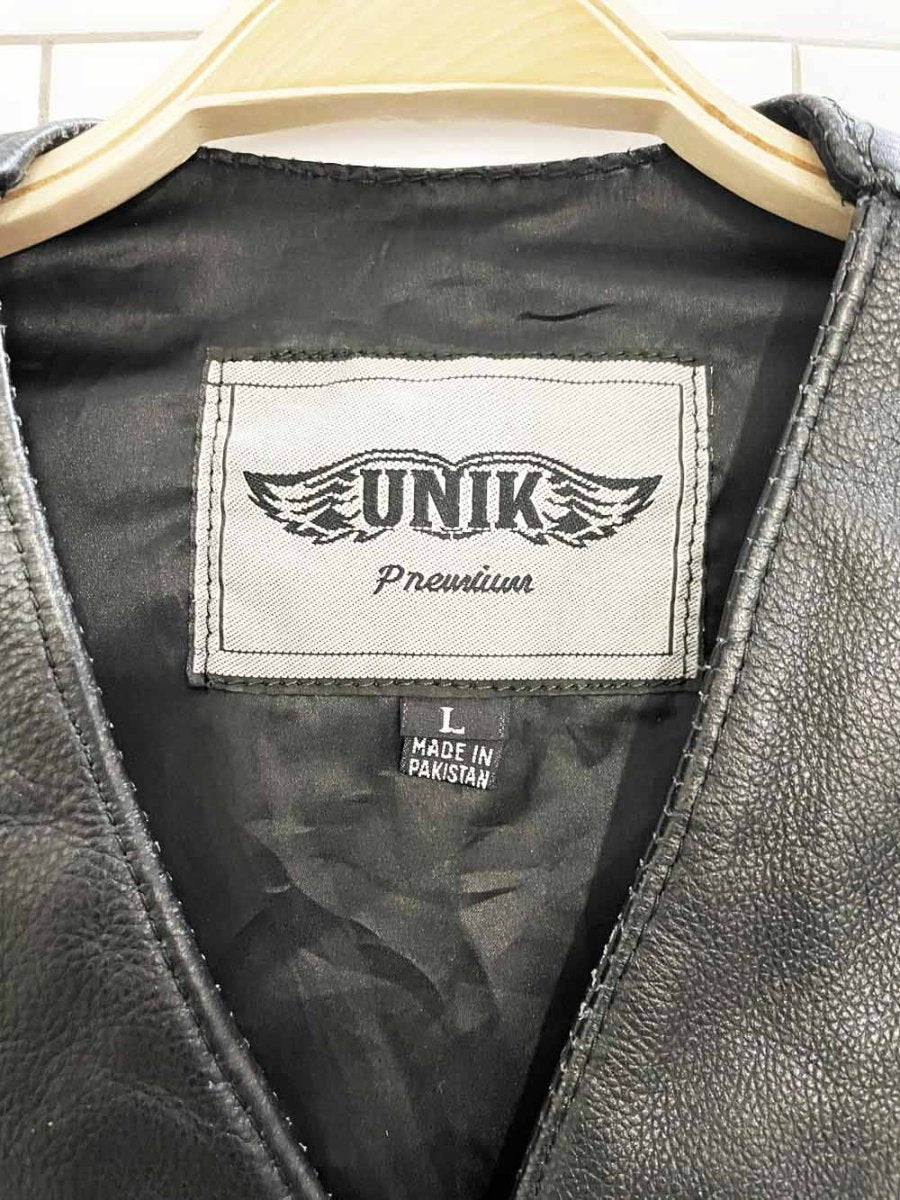vintage 90s unik premium braided leather snap button vest - good market thrift store