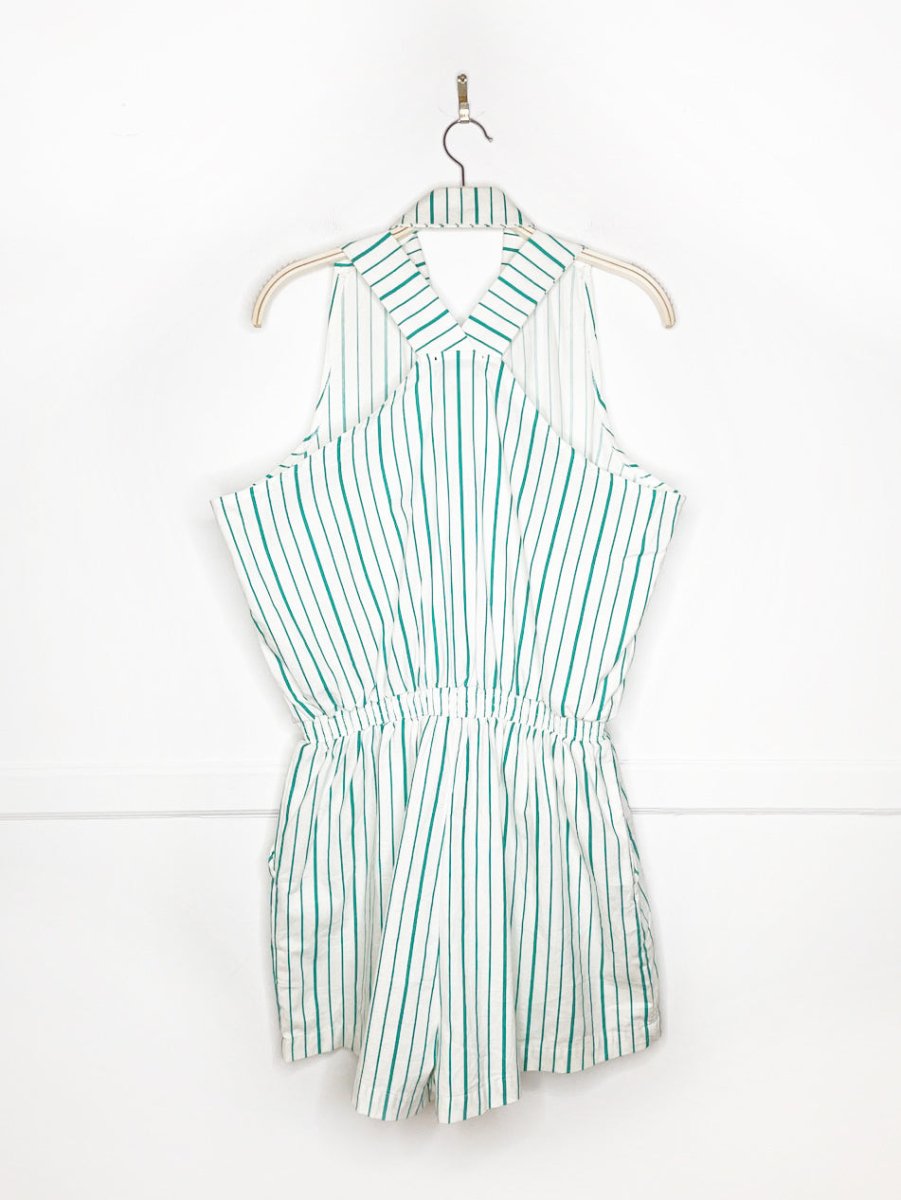 vintage 90s upper level striped collared jumpsuit - good market thrift store