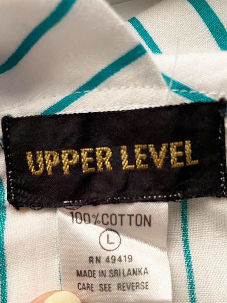 vintage 90s upper level striped collared jumpsuit - good market thrift store