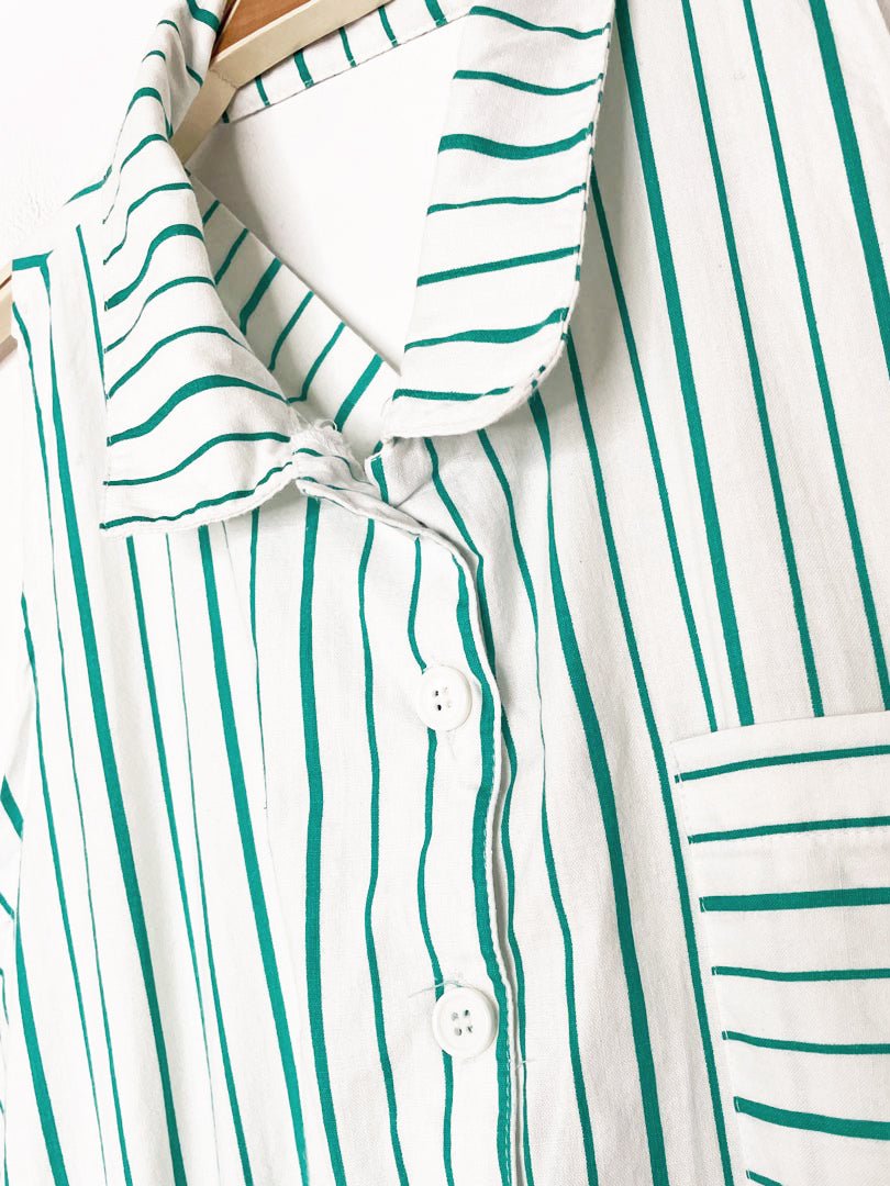 vintage 90s upper level striped collared jumpsuit - good market thrift store