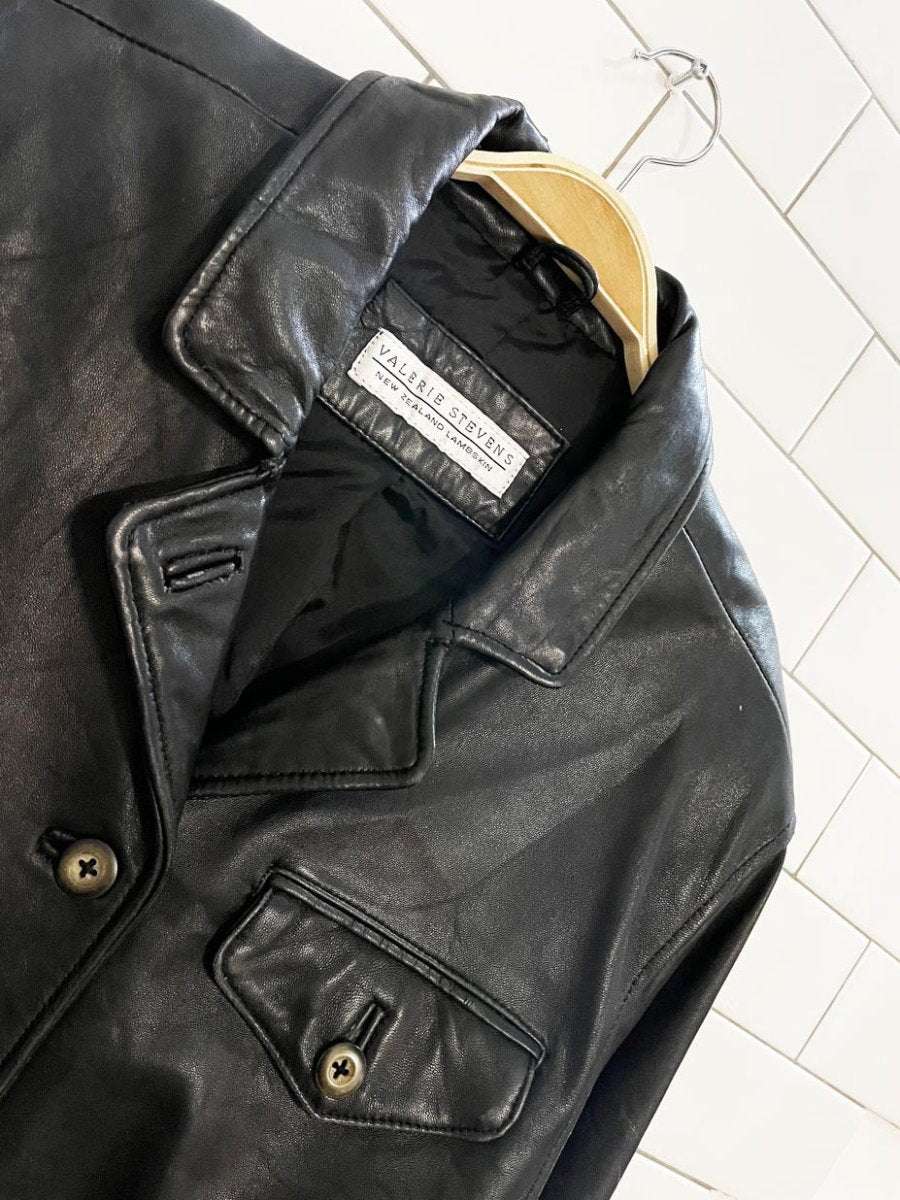 vintage 90s valerie stevens butter leather boxy shirt jacket | new zealand lambskin - good market thrift store