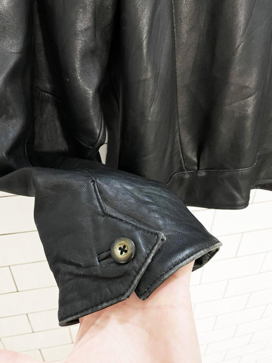 vintage 90s valerie stevens butter leather boxy shirt jacket | new zealand lambskin - good market thrift store
