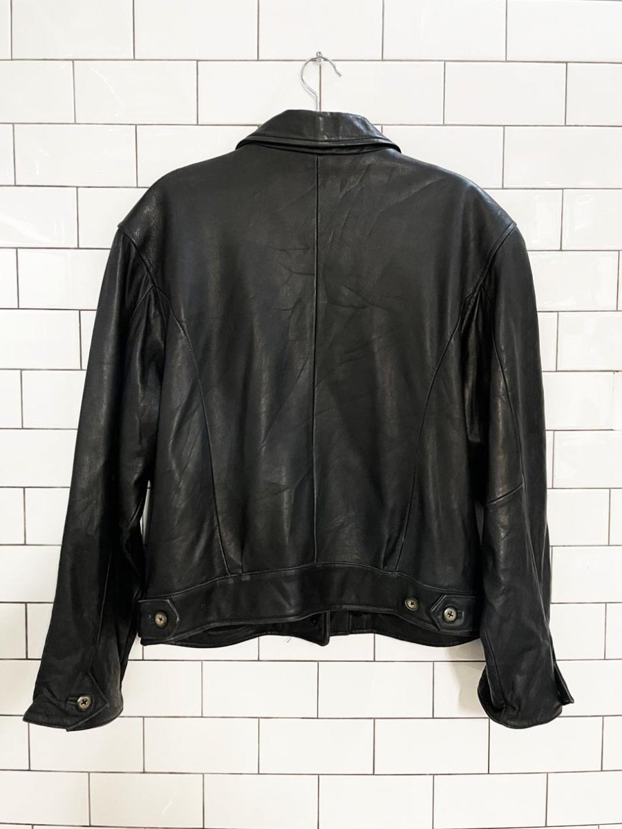 vintage 90s valerie stevens butter leather boxy shirt jacket | new zealand lambskin - good market thrift store