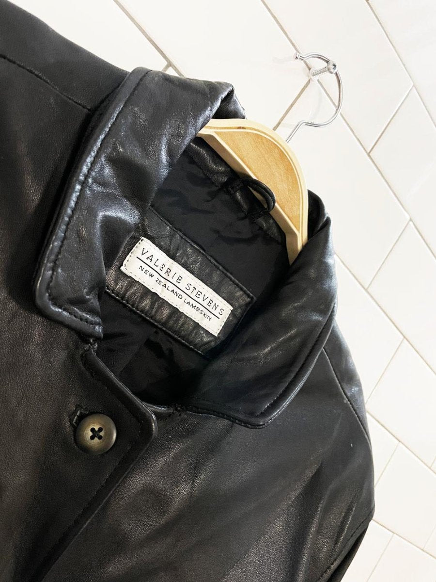vintage 90s valerie stevens butter leather boxy shirt jacket | new zealand lambskin - good market thrift store
