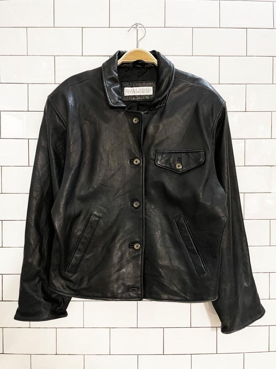 vintage 90s valerie stevens butter leather boxy shirt jacket | new zealand lambskin - good market thrift store