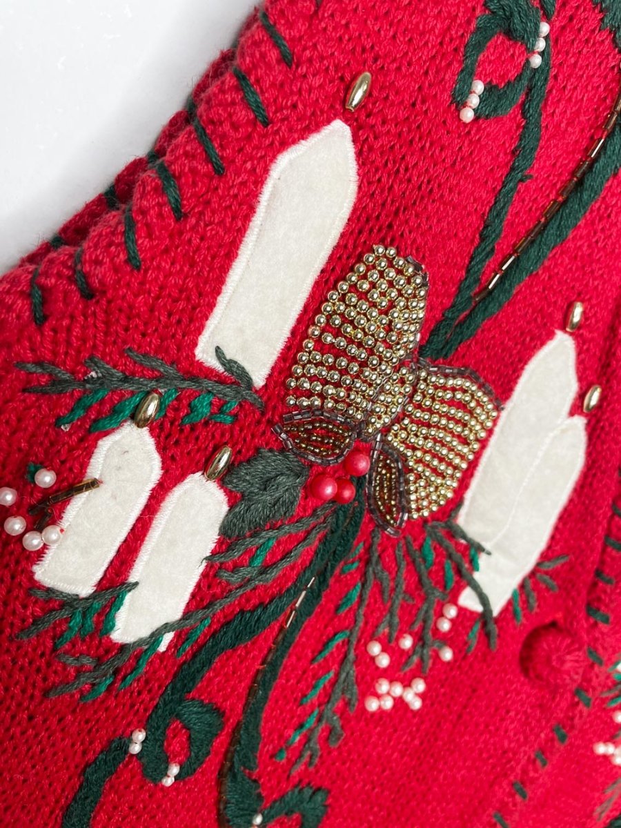 vintage 90s victoria jones candlelight holiday whipstitch knit vest - good market thrift store