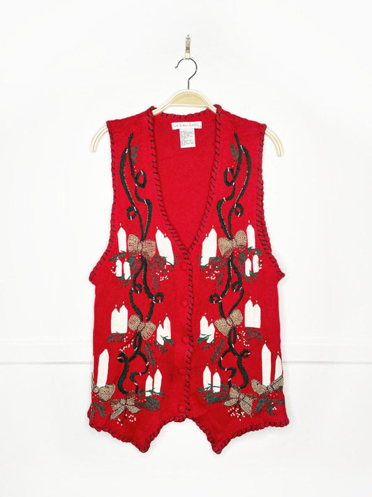 vintage 90s victoria jones candlelight holiday whipstitch knit vest - good market thrift store