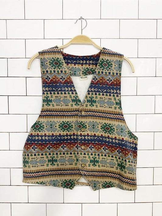 vintage 90s vivaldi jeanswear southwestern denim vest - good market thrift store