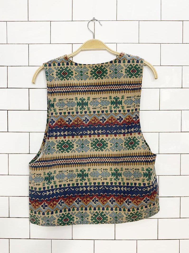 vintage 90s vivaldi jeanswear southwestern denim vest - good market thrift store
