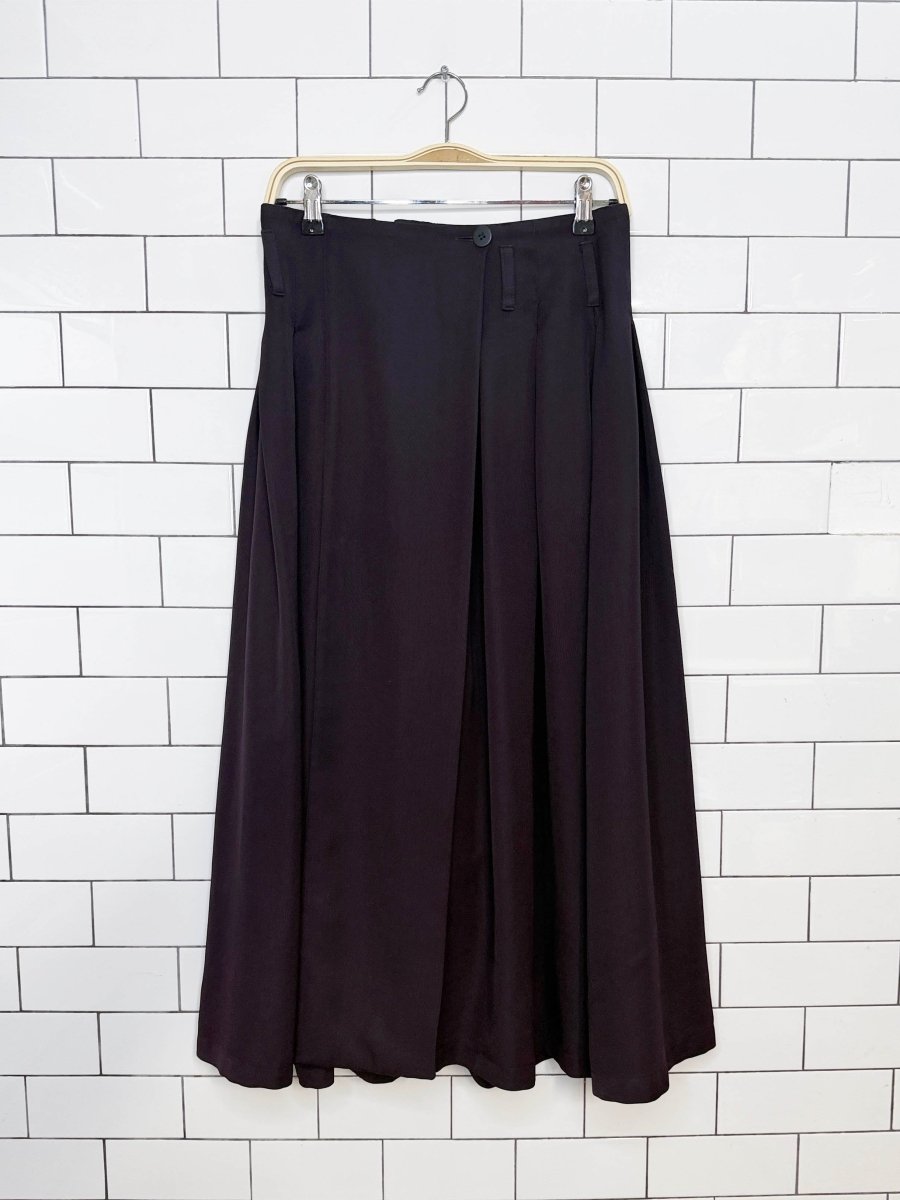 vintage 90s warehouse wool-blend pleated wrap wide leg pants - good market thrift store