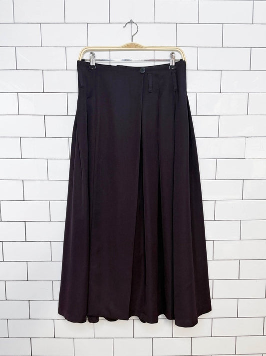 vintage 90s warehouse wool-blend pleated wrap wide leg pants - good market thrift store